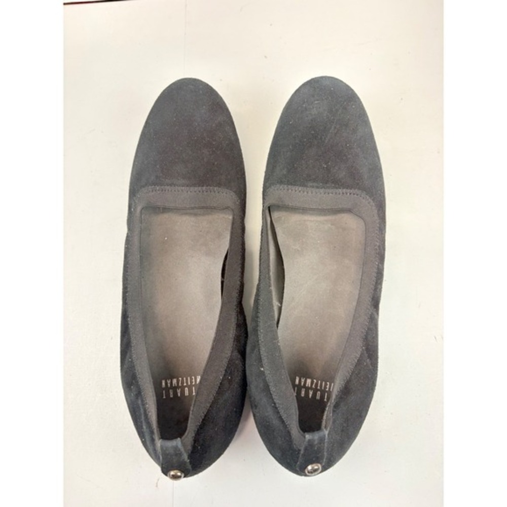 Stuart Weitzman Ballet Flats Women 9 Black Suede Elastic Round Toe Slip On Shoes - Picture 7 of 8